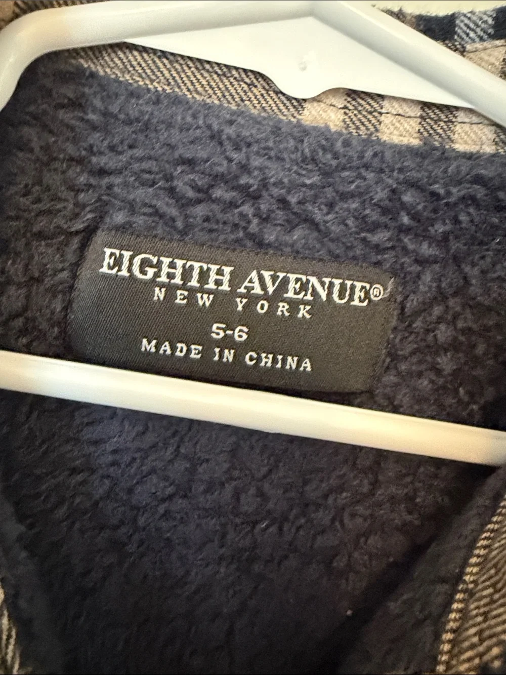 Kids Eighth Avenue Plaid Shacket in Navy & Camel - Size 5/6